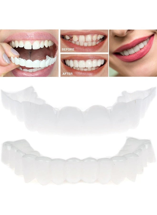 Crazylife Simulated Cosmetic Dentures (Upper & Lower) | Silicone, Non-Porous, Comfortable & Invisible | Temporarily Cover Teeth, Enhance Smile Confidence, Unisex - Image 2